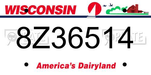 8Z36514 Wisconsin License Plate