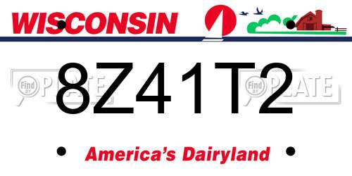 8Z41T2 Wisconsin License Plate