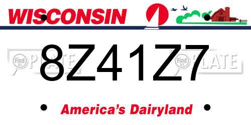 8Z41Z7 Wisconsin License Plate