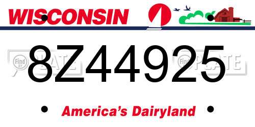 8Z44925 Wisconsin License Plate