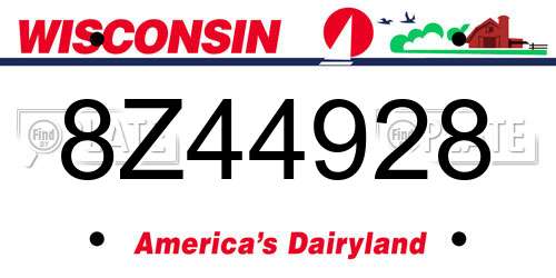 8Z44928 Wisconsin License Plate