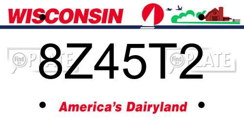 8Z45T2 Wisconsin License Plate