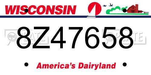 8Z47658 Wisconsin License Plate