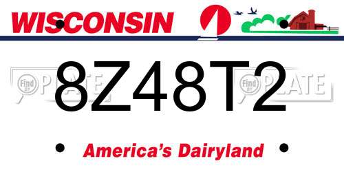 8Z48T2 Wisconsin License Plate