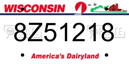 8Z51218 Wisconsin License Plate