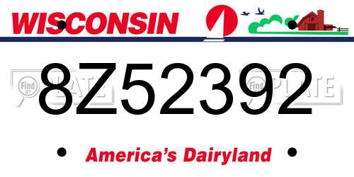 8Z52392 Wisconsin License Plate