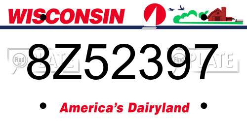 8Z52397 Wisconsin License Plate