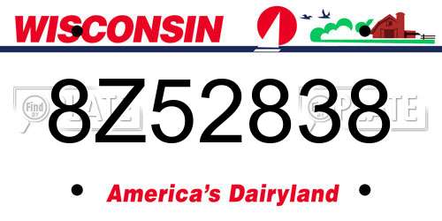 8Z52838 Wisconsin License Plate