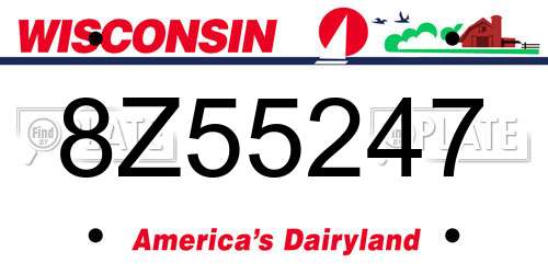 8Z55247 Wisconsin License Plate