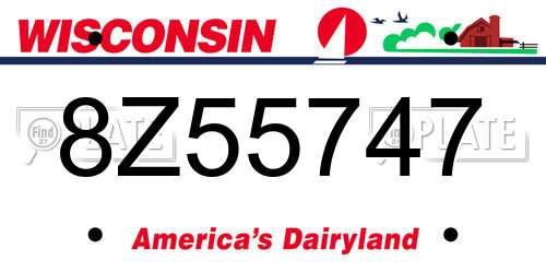 8Z55747 Wisconsin License Plate