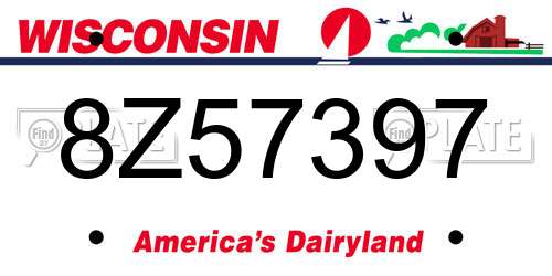 8Z57397 Wisconsin License Plate