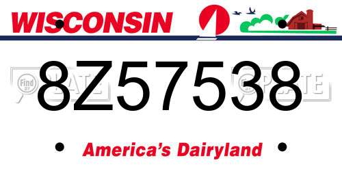 8Z57538 Wisconsin License Plate