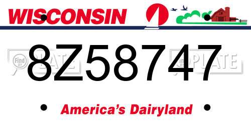 8Z58747 Wisconsin License Plate