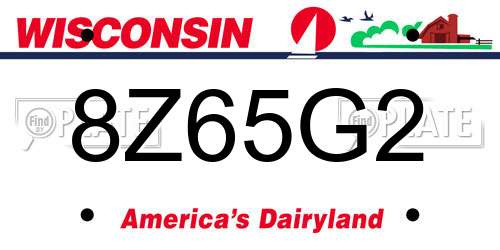 8Z65G2 Wisconsin License Plate