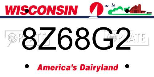 8Z68G2 Wisconsin License Plate