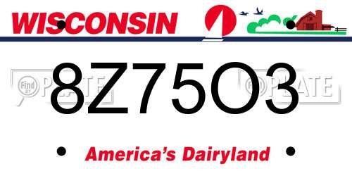 8Z75O3 Wisconsin License Plate