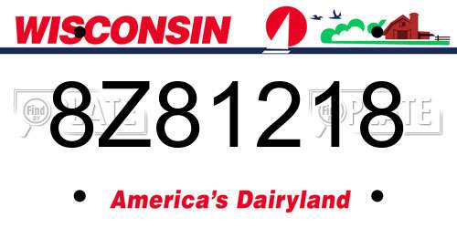 8Z81218 Wisconsin License Plate
