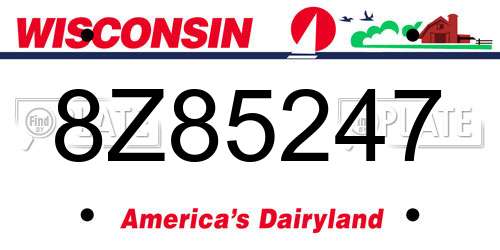 8Z85247 Wisconsin License Plate