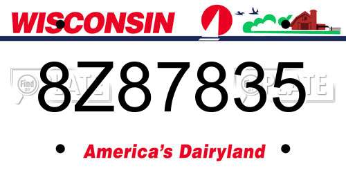 8Z87835 Wisconsin License Plate