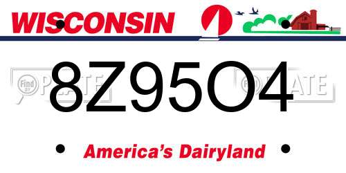 8Z95O4 Wisconsin License Plate