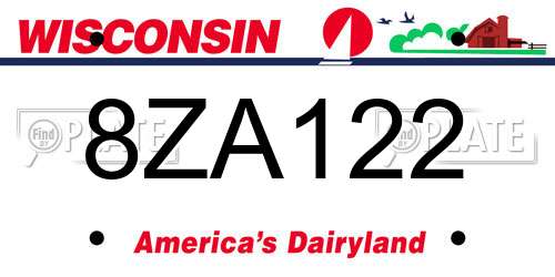 8ZA122 Wisconsin License Plate