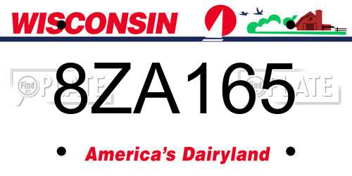 8ZA165 Wisconsin License Plate