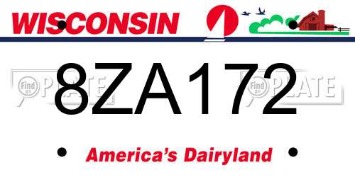 8ZA172 Wisconsin License Plate