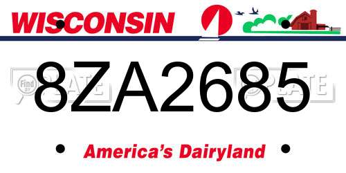 8ZA2685 Wisconsin License Plate