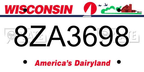 8ZA3698 Wisconsin License Plate