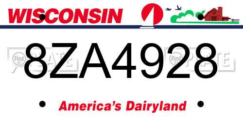 8ZA4928 Wisconsin License Plate
