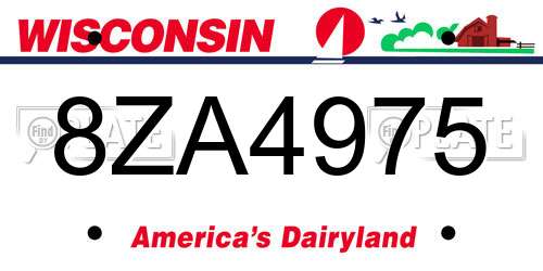 8ZA4975 Wisconsin License Plate