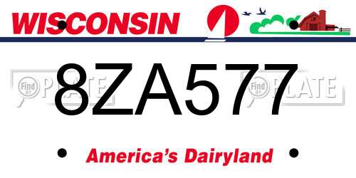 8ZA577 Wisconsin License Plate
