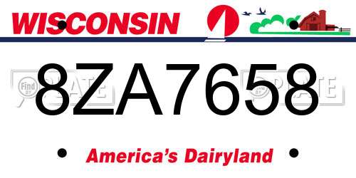8ZA7658 Wisconsin License Plate