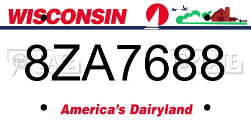 8ZA7688 Wisconsin License Plate