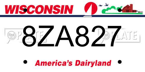 8ZA827 Wisconsin License Plate
