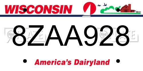 8ZAA928 Wisconsin License Plate