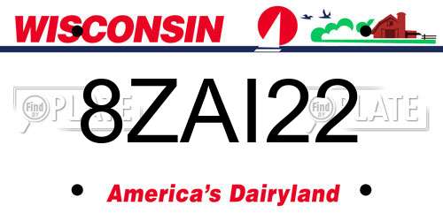 8ZAI22 Wisconsin License Plate