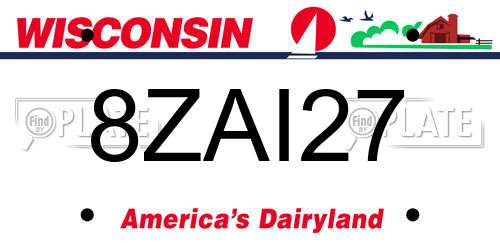 8ZAI27 Wisconsin License Plate