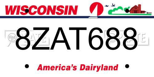 8ZAT688 Wisconsin License Plate