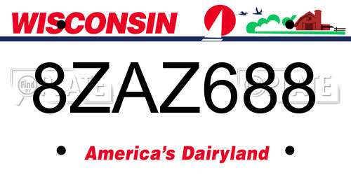 8ZAZ688 Wisconsin License Plate