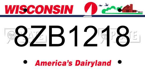 8ZB1218 Wisconsin License Plate
