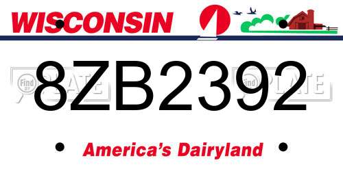 8ZB2392 Wisconsin License Plate
