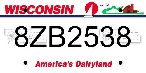 8ZB2538 Wisconsin License Plate