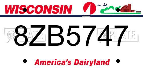 8ZB5747 Wisconsin License Plate
