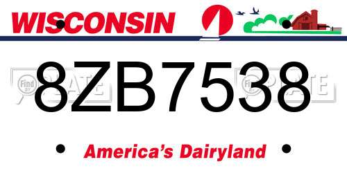 8ZB7538 Wisconsin License Plate