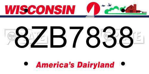 8ZB7838 Wisconsin License Plate