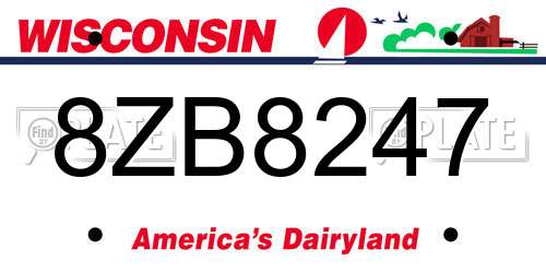 8ZB8247 Wisconsin License Plate