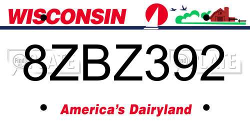 8ZBZ392 Wisconsin License Plate