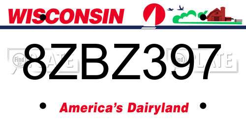 8ZBZ397 Wisconsin License Plate