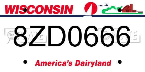 8ZD0666 Wisconsin License Plate